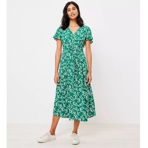 Floral Flutter Sleeve Midi Shirtdress